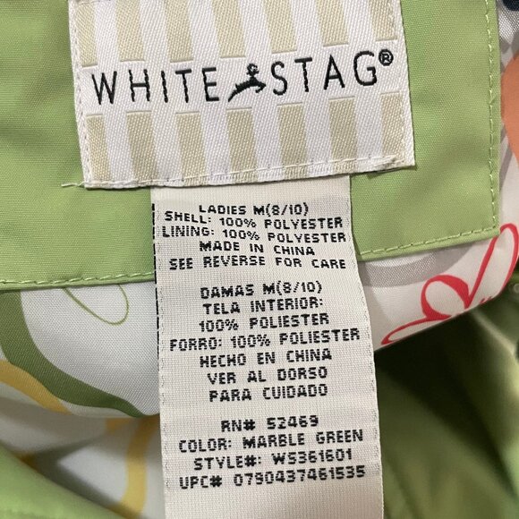 White Stag Women's Marble Green Raincoat Jacket Outdoors Pockets Spring Sz 8/10 - Picture 11 of 12